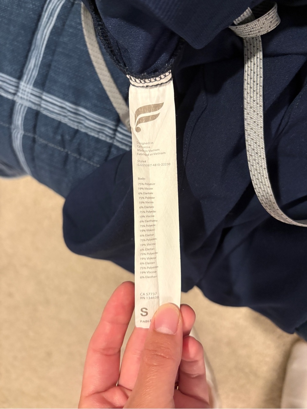 Fabletics Women's Navy Drawstring Joggers - Picture 8 of 8